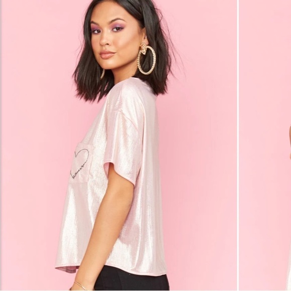 Show Me Your MuMu Pink Metallic Short Sleeve Tee Medium - Picture 15 of 15